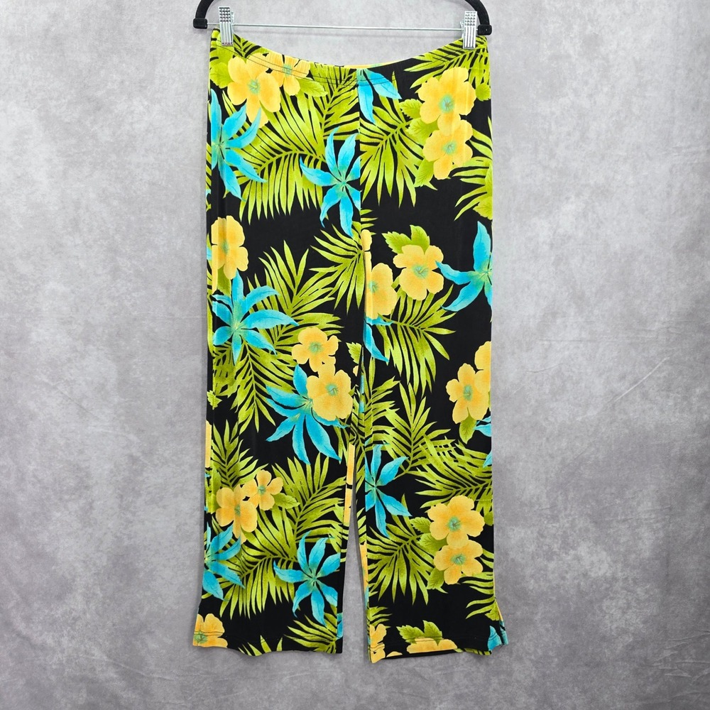 Tropical Floral Vacation Y2K Beach Resort Wide Leg French Laundry Pants Small
